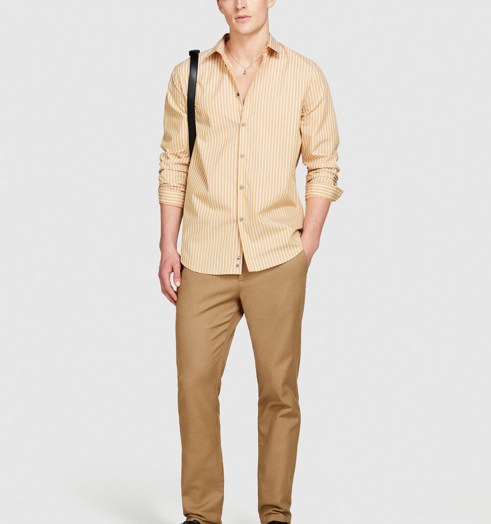 Slim comfort fit trousers - men's slim fit trousers - Camel | Sisley image number 1